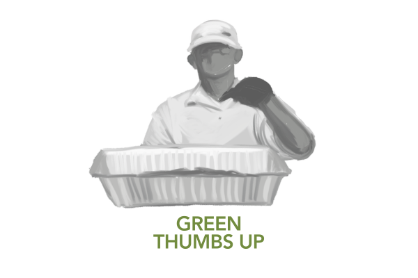 Visual demonstration of The Green Thumbs Up.